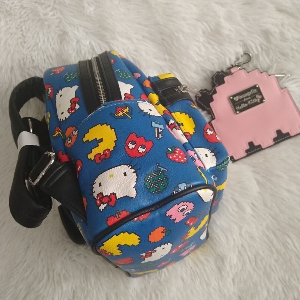 Loungefly Loves Hello Kitty Pac-Man Mini Backpack and Pink Pac-Man Coin Pouch - Picture 3 of 8